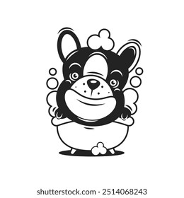 pet bathe or care icon, washing dogs, animal bathtub, flat symbol on white background - vector illustration