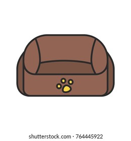 Pet bed color icon. Isolated vector illustration