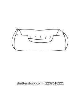 Pet bed doodle illustration in vector. Hand drawn pet bed icon in vector. Cat and dog house doodle icon in vector.