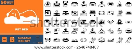 Pet Bed Duotone Editable Icons set. Vector illustration in modern thin duotone style of ept bed icons: dog, cat, cat bed, etc