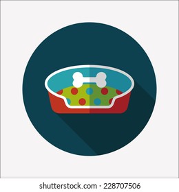 Pet bed flat icon with long shadow,eps10