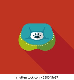 Pet bed flat icon with long shadow,eps10