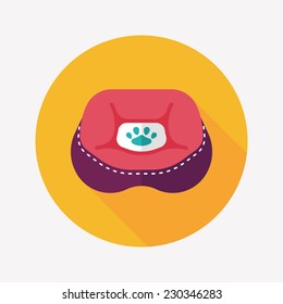Pet bed flat icon with long shadow,eps10