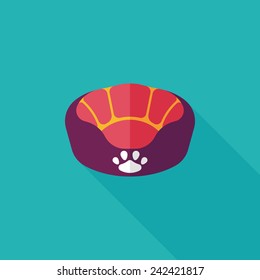 Pet bed flat icon with long shadow,eps10