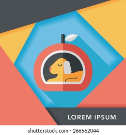 Pet bed flat icon with long shadow,eps10