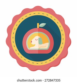 Pet bed flat icon with long shadow,eps10
