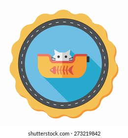 Pet bed flat icon with long shadow,eps10