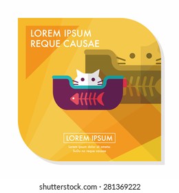 Pet bed flat icon with long shadow,eps10