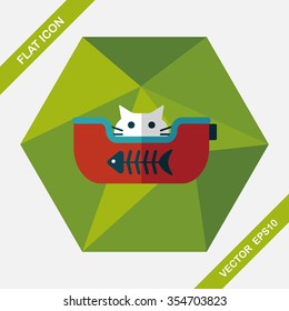 Pet bed flat icon with long shadow,eps10