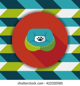 Pet bed flat icon with long shadow,eps10
