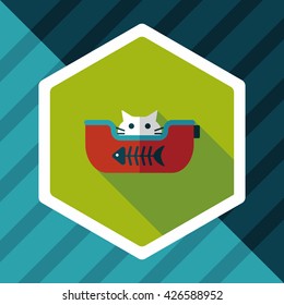Pet bed flat icon with long shadow,eps10