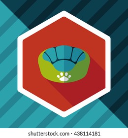 Pet bed flat icon with long shadow,eps10