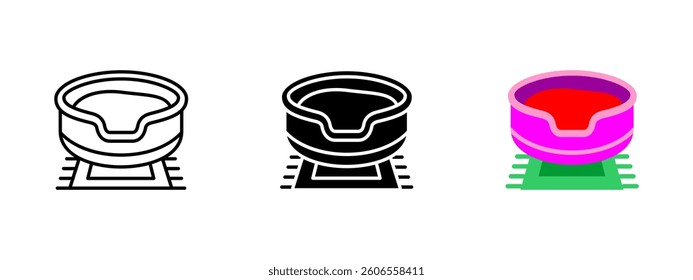 Pet bed icon. Cozy sleeping cushion with soft mat vector illustration. Comfortable indoor furniture symbol for resting cats or dogs in a warm and safe home environment.
