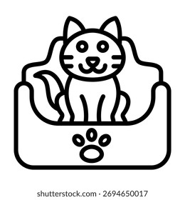 Ilustración vectorial de estilo de línea de icono de cama para mascotas