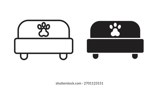 Haustier Bett Symbol Vektor Glyphe flach und trendy Strich Linie Pack