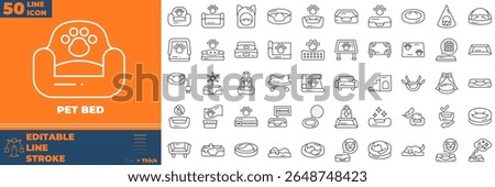 Pet Bed Line Editable Icons set. Vector illustration in modern thin line style of ept bed icons: dog, cat, cat bed, etc