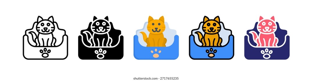 Cama para mascotas Icono de estilo múltiple Set Colección..