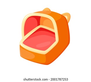 Pet bed with soft pillow. Cozy animal house for comfort sleeping. Vector illustration in cute cartoon style