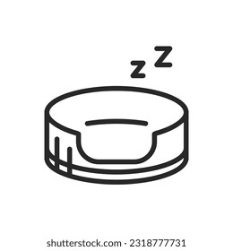 Bettkopfsymbol. Vektor Outline Editable Sign of Animal Sleep and Rest.