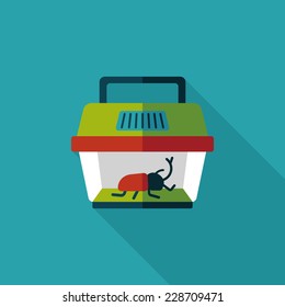 Pet beetle flat icon with long shadow,eps10