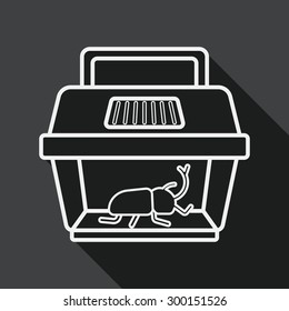Pet beetle flat icon with long shadow, line icon