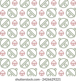 Pet bell icon red green trendy repeating pattern vector beautiful illustration background