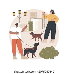 Mascota en la ilustración abstracta del vector concepto de la gran ciudad. Manteniendo a los animales en el apartamento, en el lugar donde se camina la mascota, en la conveniente ciudad de los perros, reglas y regulaciones, limpiando la metáfora abstracta de la instalación exterior.