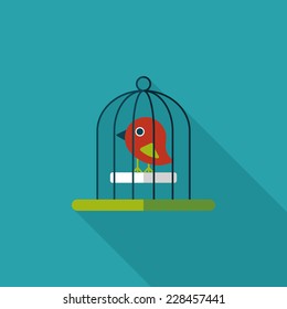Pet bird cage flat icon with long shadow, eps10