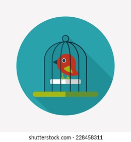 Pet bird cage flat icon with long shadow, eps10