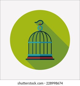 Pet bird cage flat icon with long shadow, eps10