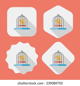 Pet bird cage flat icon with long shadow, eps10