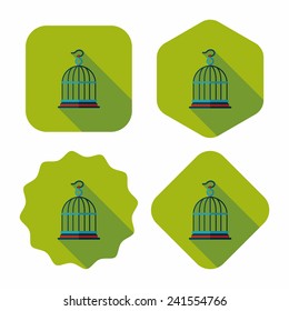 Pet bird cage flat icon with long shadow, eps10