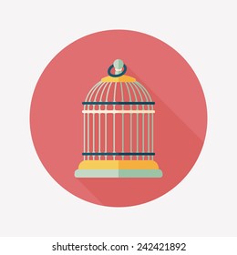 Pet bird cage flat icon with long shadow, eps10