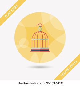 Pet bird cage flat icon with long shadow, eps10