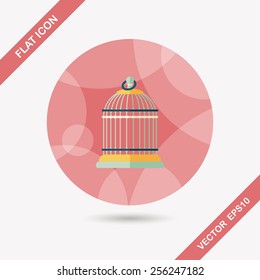 Pet bird cage flat icon with long shadow, eps10