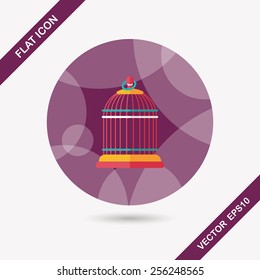Pet bird cage flat icon with long shadow, eps10