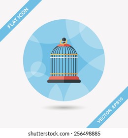 Pet bird cage flat icon with long shadow, eps10