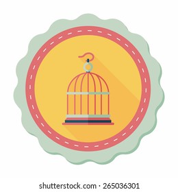 Pet bird cage flat icon with long shadow, eps10