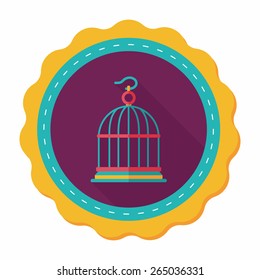 Pet bird cage flat icon with long shadow, eps10