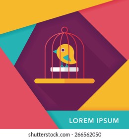 Pet bird cage flat icon with long shadow, eps10