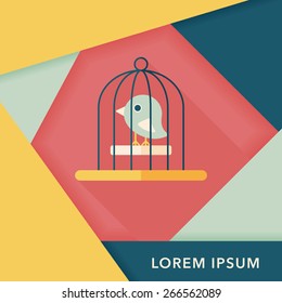 Pet bird cage flat icon with long shadow, eps10