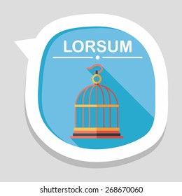 Pet bird cage flat icon with long shadow, eps10