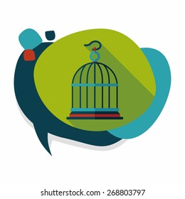 Pet bird cage flat icon with long shadow, eps10