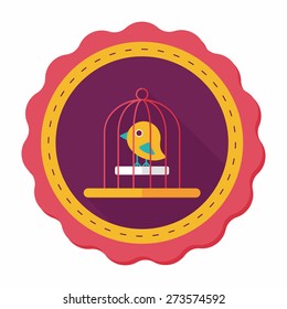 Pet Bird Cage Flat Icon With Long Shadow, Eps10