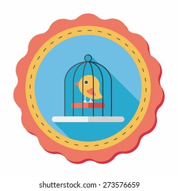 Pet bird cage flat icon with long shadow, eps10