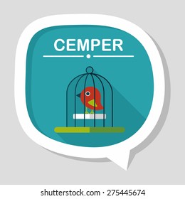 Pet bird cage flat icon with long shadow, eps10