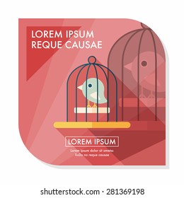 Pet bird cage flat icon with long shadow, eps10