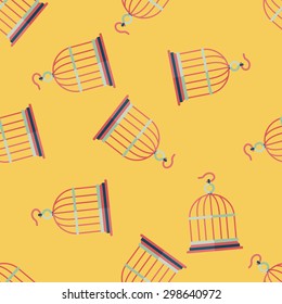 Pet bird cage flat icon, eps10 seamless pattern background