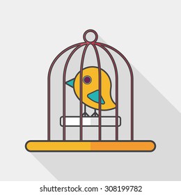 Pet bird cage flat icon with long shadow, eps10