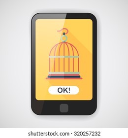 Pet bird cage flat icon with long shadow, eps10